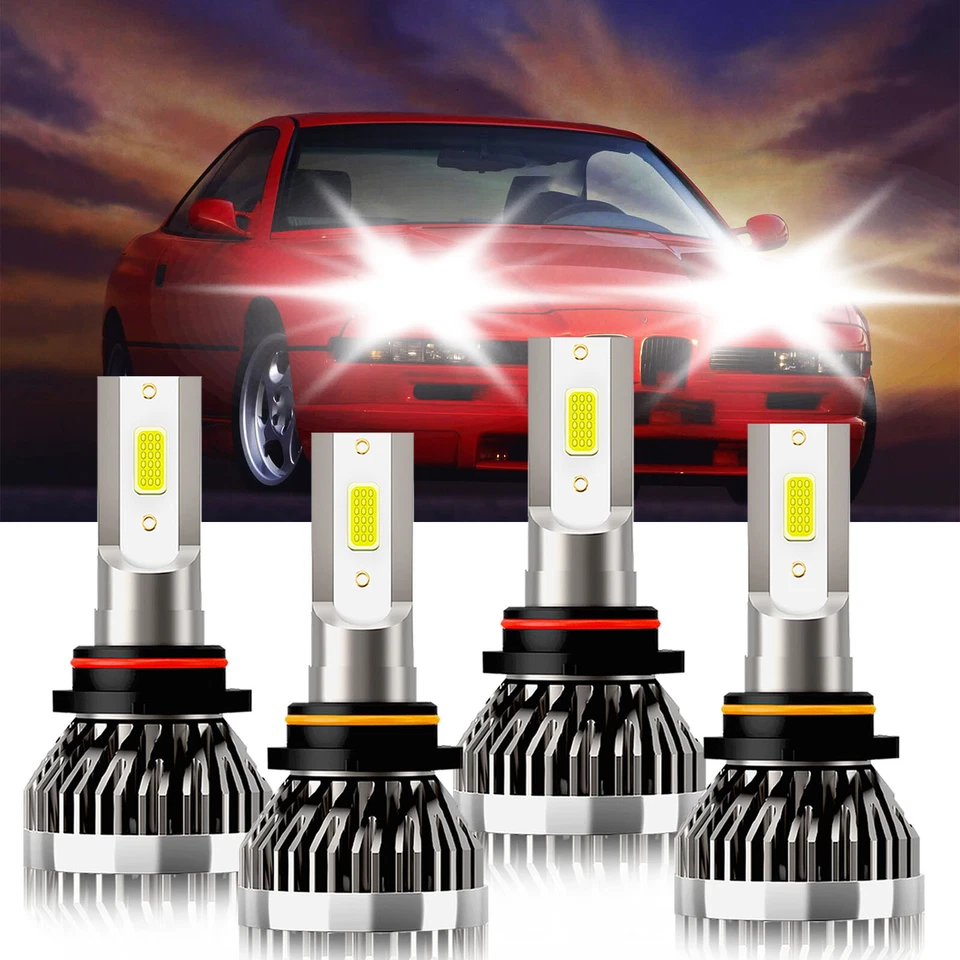 Kit combinado de 4 bombillas LED de haz alto bajo 6000 k para BMW 850CSi 1994-1995 Foto 2 de 4