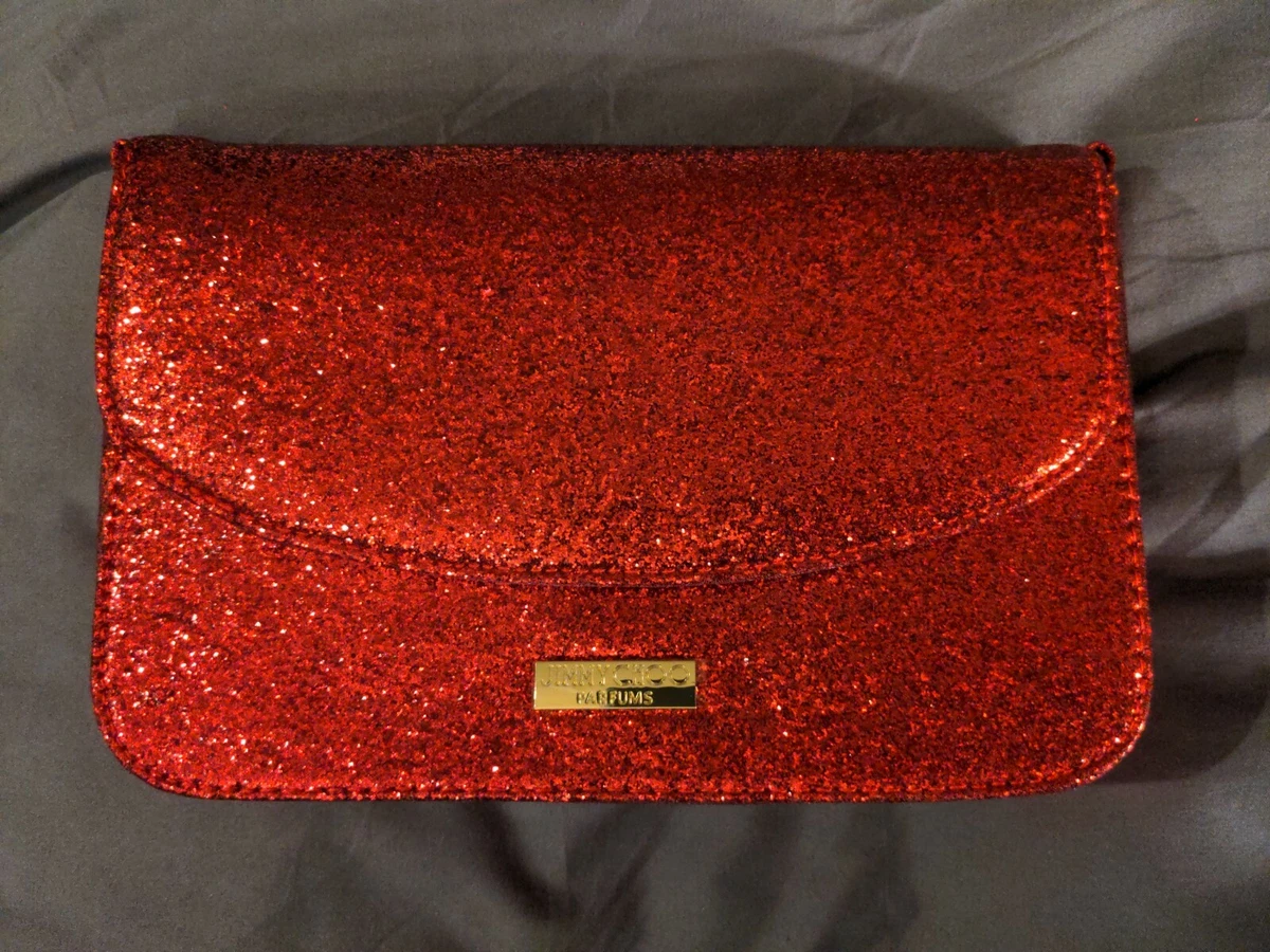 NWT Jimmy Choo Red Glitter Shimmer Sparkly Shoulder Evening Bag