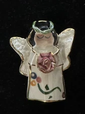Vintage ANGEL BROOCH PIN Handcrafted Kiln Fired Jewelry 2x2"