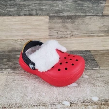 Crocs Classic Lined Santa Kids Clog Sz 5 C5 Red Round Toe Slip-On Slingback Shoe