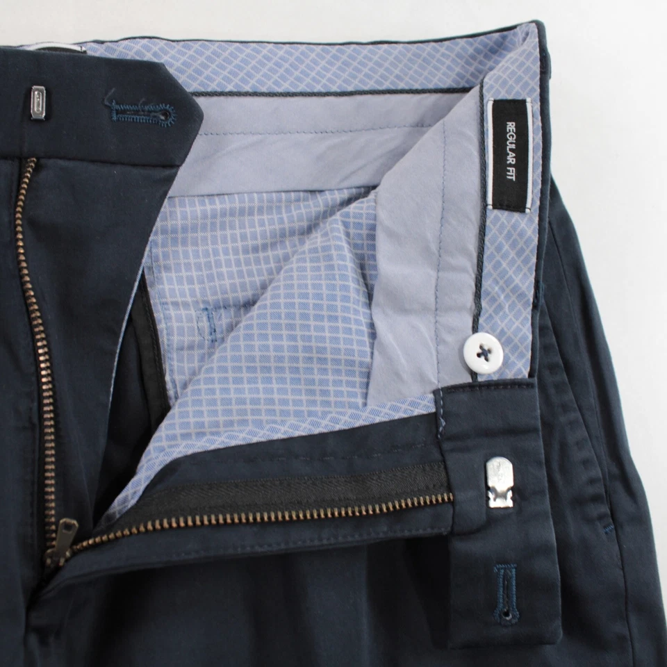 Pantalones chinos/informales Hiltl nuevos con etiquetas frente plano talla 48 32 US Pilo algodón azul liso Foto 3 de 4