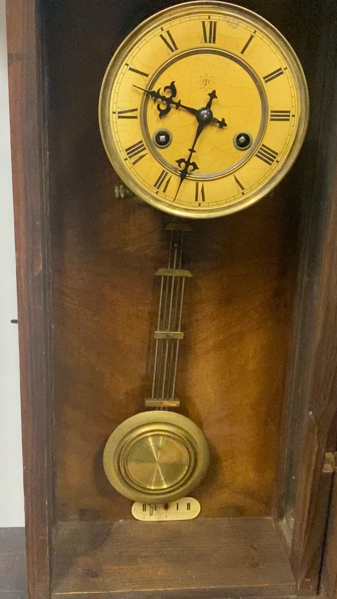 Amazing Antique German Junghans Keyhole Spring Driven Wall Clock