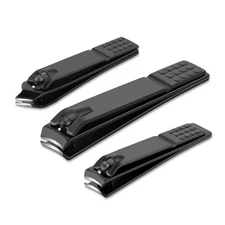 Nail Clippers Set Black Matte Stainless Steel Fingernail & Thick 