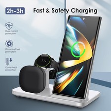 US 3In1 Fast Wireless Charging Station For Samsung Galaxy Watch 8/7/Ultra/6 S25 