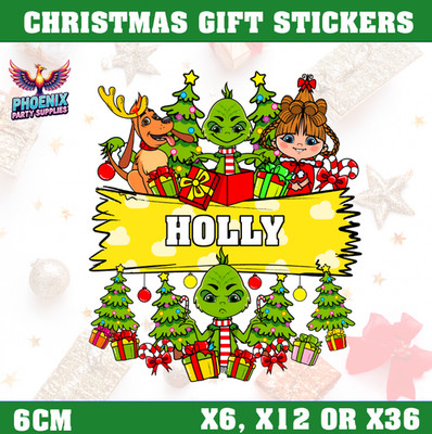 PERSONALISIERTE WEIHNACHTSAUFKLEBER GRINCH GESCHENK GESCHENKETIKETT