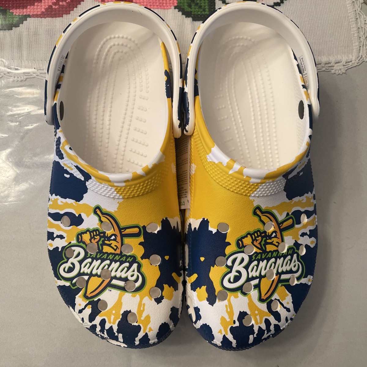 Crocs Savannah Bananas Blue Yellow Banana Ball Unisex Clogs Size