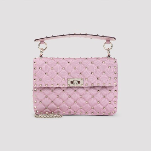 VALENTINO GARAVANI Rockstud Spike Medium Pink Leather Shoulder Bag New