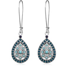 Retro Bohemian Style Hollowed Out Droplet Shaped Alloy Dangle Drop Earrings - 02