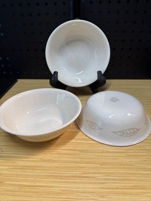 VTG 3 Corelle Corning TEXTURED LEAVES Cereal / Soup Bowls 6.25'' Discontinued*