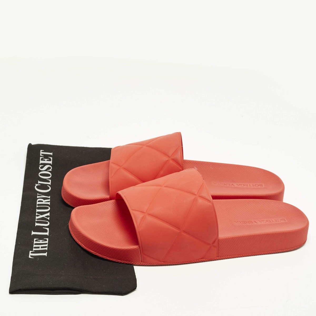 Bottega Veneta Size 46 Red Quilted Rubber Pool Slide | eBay