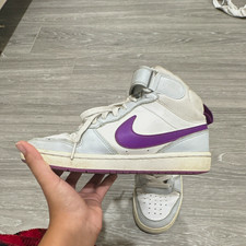 Nike Court Borough Mid 2 Unisex Kids Mid Top Sneakers US 5 White Purple Gray