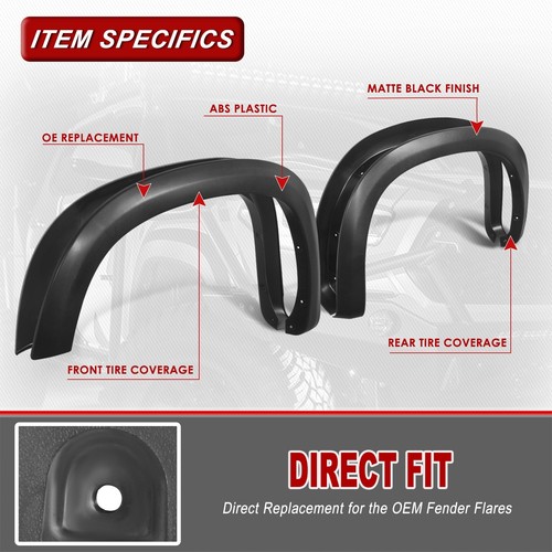 4Pcs Wheel Fender Flares Protector Cover for Chevrolet Silverado 1500 2019-2024 - Picture 2 of 7
