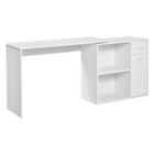 Rotating Home Office L-Shaped Corner Desk w/ Storage Drawer Computer Table White — photo 10