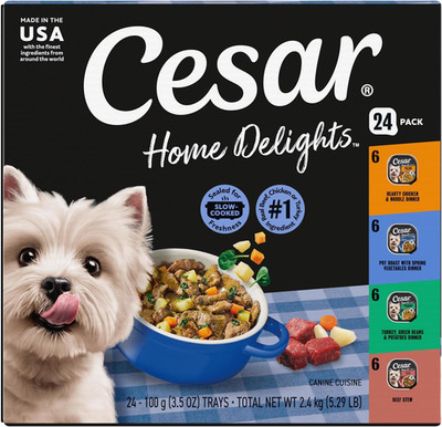 Cesar Home Delights Adult Wet Dog Food, Pot Roast with Spring Vegetables, Beef S