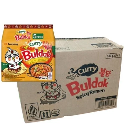 Samyang Buldak Korean Spicy Ramen Noodles - Curry 140g (40 Packs) HALAL