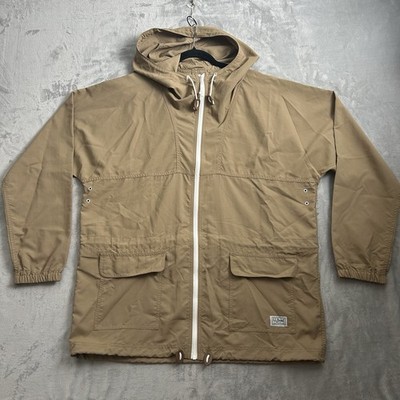 LL Bean Windbreaker Jacket Mens Large Beige Trail Hiking Packable Nylon Hooded
