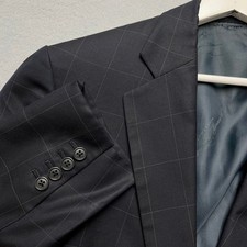 VTG Loro Piana blazer Wool Silk Lamificio Windowpane Navy Half canvas coat 40R