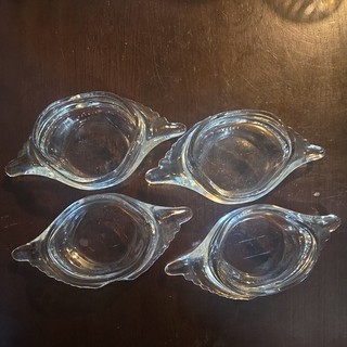 Vtg Glasbake Clear Deviled Crab Imperial Baking Shells Set Of 4 Dishes USA