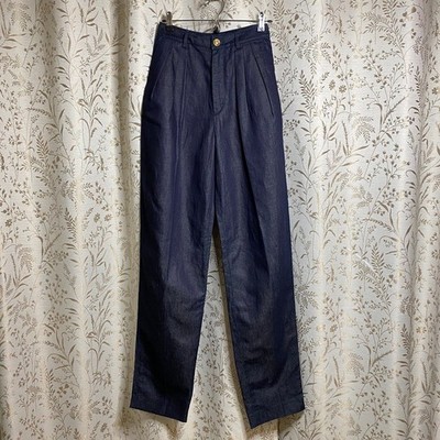 DSquared2 Dark Indigo Denim High Rise Pleated Trousers Italy 38 NWT Designer Mod
