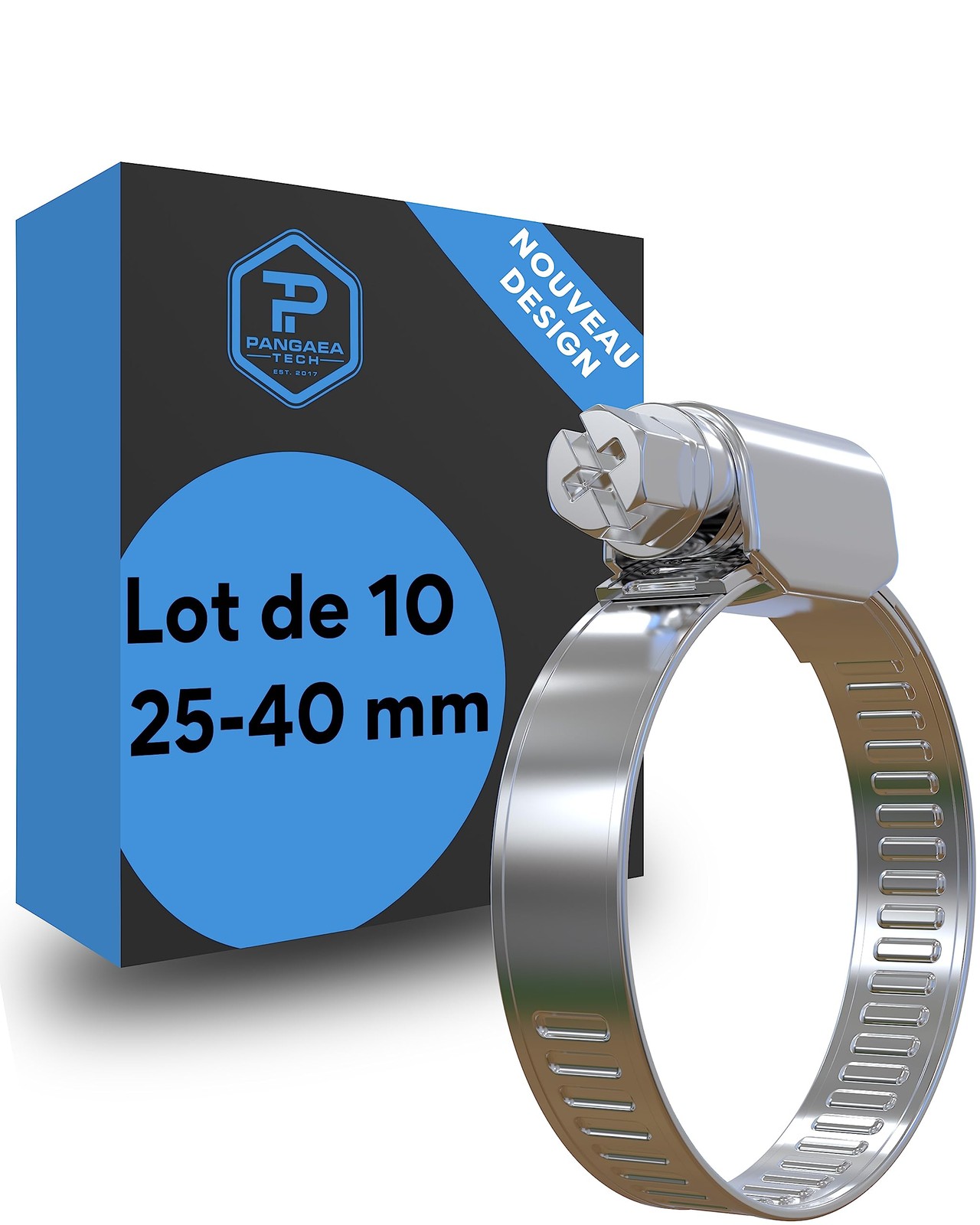 Collier de serrage en acier inoxydable 25-40 mm pour tuyau de jardin