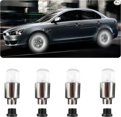 4 PCS LED Tire Valve Stem Lights, Waterproof Neon Air Caps for Bi Color: White