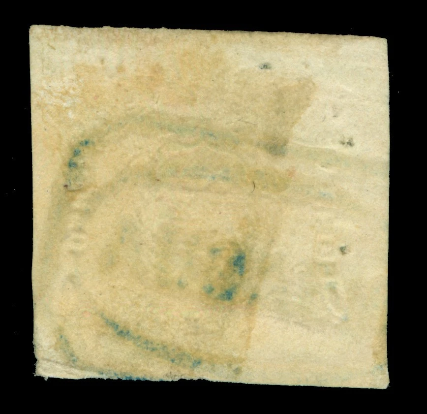 PERU 1868 Coat of Arms 1d green Scott # 14 used w/ blue "PISAGUA" cancel F/VF - Image 2 of 2