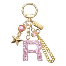 Initial Letter Keychain for Women Cute Heart Butterfly Star Chain Pink R