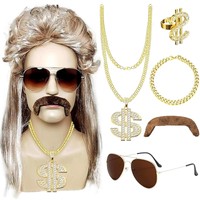 Vokuhila PerüCke, 6Er Vokuhila PerüCke Herren, MäNner Blonde Vokuhila 80Er Pe...