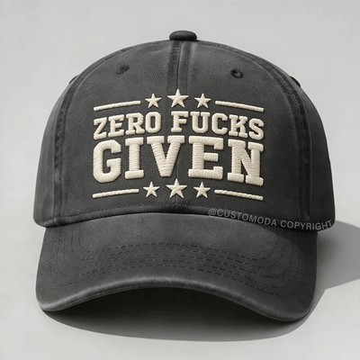 Zero F*cks Given Embroidery Cap, Wash Dad Hat, Gift For Dad, Father's Day