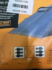 Halfords 6-Person Tunnel Tent with Porch, 2 Rooms, Large Family Size, Carry Case