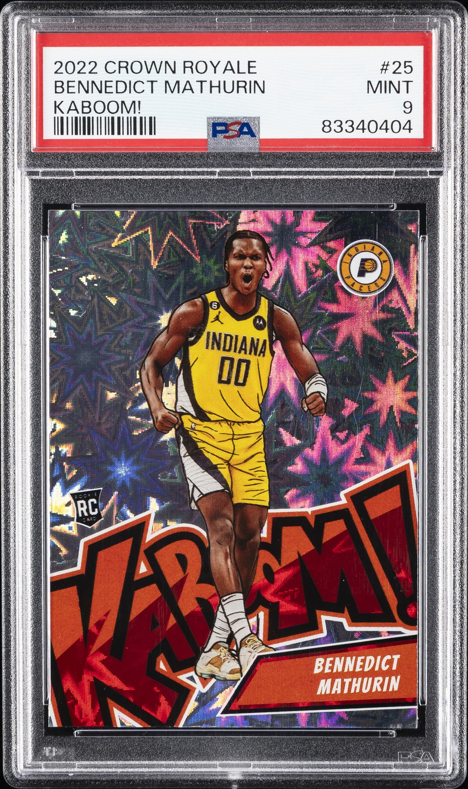 2022 PANINI CROWN ROYALE KABOOM! #25 BENNEDICT MATHURIN PSA 9