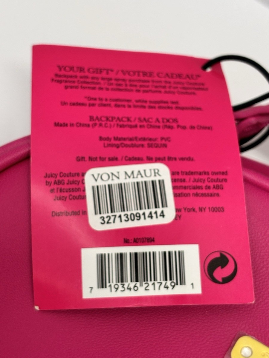 NWT Juicy Couture Pink Faux Leather Black Sequin Backpack | eBay display picture 1
