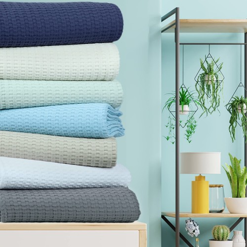100% Cotton Queen Size Waffle Weave Blanket - Lightweight, Breathable, Soft, ... - Picture 6 of 6