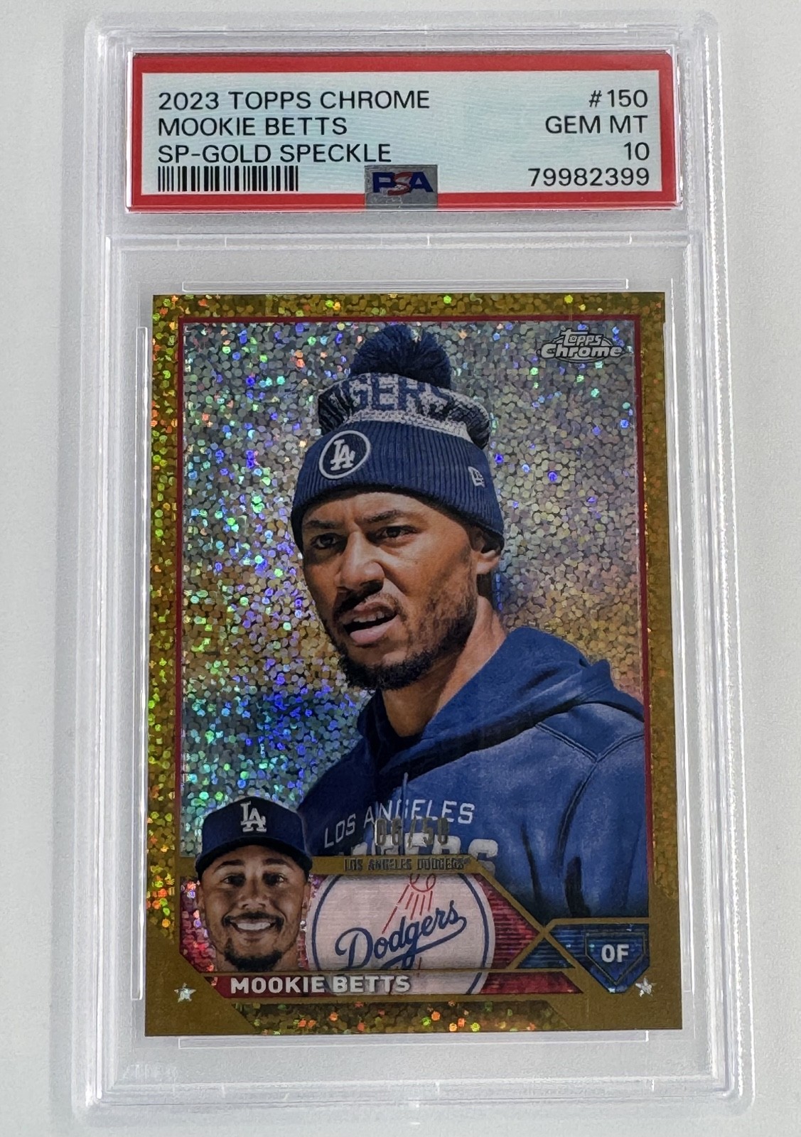 2023 Topps Chrome Image Variation Mookie Betts Gold Speckle Refractor /50 PSA 10