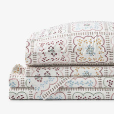 Rifle Paper Co. Lottie Classic Cool Cotton Percale Bed Sheet Set - Ivory Multi
