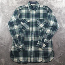 Vintage Woolrich Shirt Mens Large Green Plaid Flannel Button Up Long Sleeve