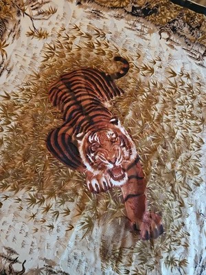 Vintage Tiger African Safari Scarf 40''x 40'' Lion Giraffe Texture Pattern