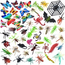 51-Piece Plastic Insect Assorted Fake Mini Realistic Bugs Toys - Includes Mul...