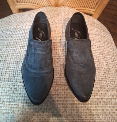 FREE PEOPLE Gray Brady Slip On Loafers Leather Casual Low Shoes Womens Sz. 36