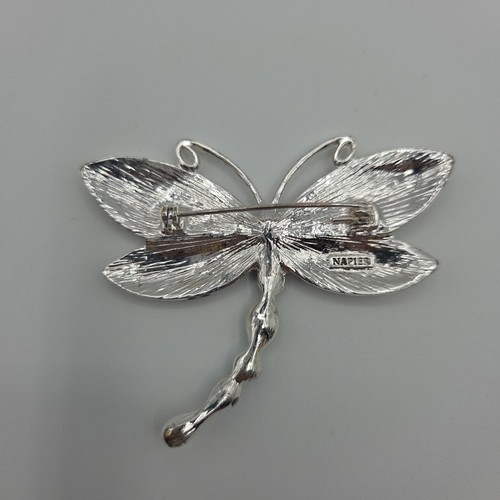 Napier signierte Libelle Brosche silber bunt Emaille Strass Vintage - Bild 3 von 6