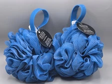 NEW 2 BATH BODY WORKS BATH SPONGE SUPER SOFT LOOFAH SILICONE HANDLE  BLUE