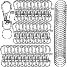 120PCS Premium Swivel Lanyard Snap Hook W/ Key Rings Metal Keychain Hooks