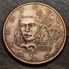 2011 France 5 Euro Cent Marianne KM# 1284 Copper Plated Steel European Coin C89