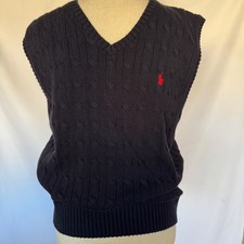 Ralph Lauren Cotton Cable Knit Sweater Vest Size XL Navy