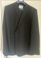 Daniel Hechter Black 2pc Wool Twill Suit Long Fit 54L Pleated Tapered