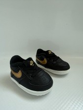 nike shoes for toddler, unisex, size: 2c, black and gold