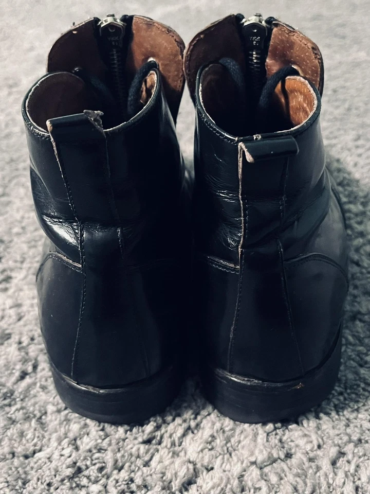 复古 Gianni Barbato Xenos 靴子女式 6 码皮革踝拉链意大利 80 年代 — 第 3/4 张图片