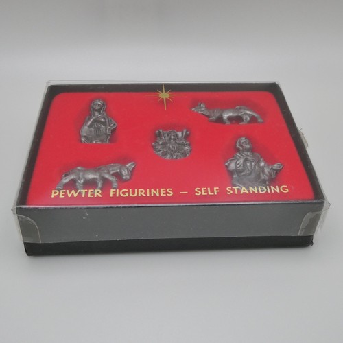 Vintage Miniature Pewter Nativity Scene Mary Joseph Jesus Metal Figurines 5pc - Picture 8 of 11