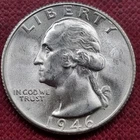 1946 S Washington Quarter BU UNC BRILLIANT UNCIRCULATED + CHEST FEATHERS #84882