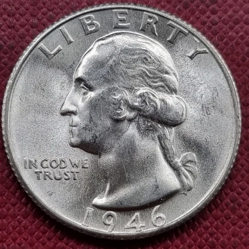 1946 S Washington Quarter BU UNC BRILLIANT UNCIRCULATED + CHEST FEATHERS #84882